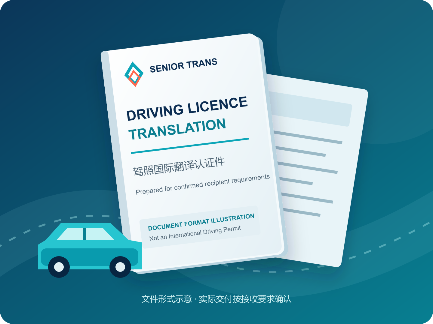 必赢驾照翻译文件形式示意，非国际驾驶许可证